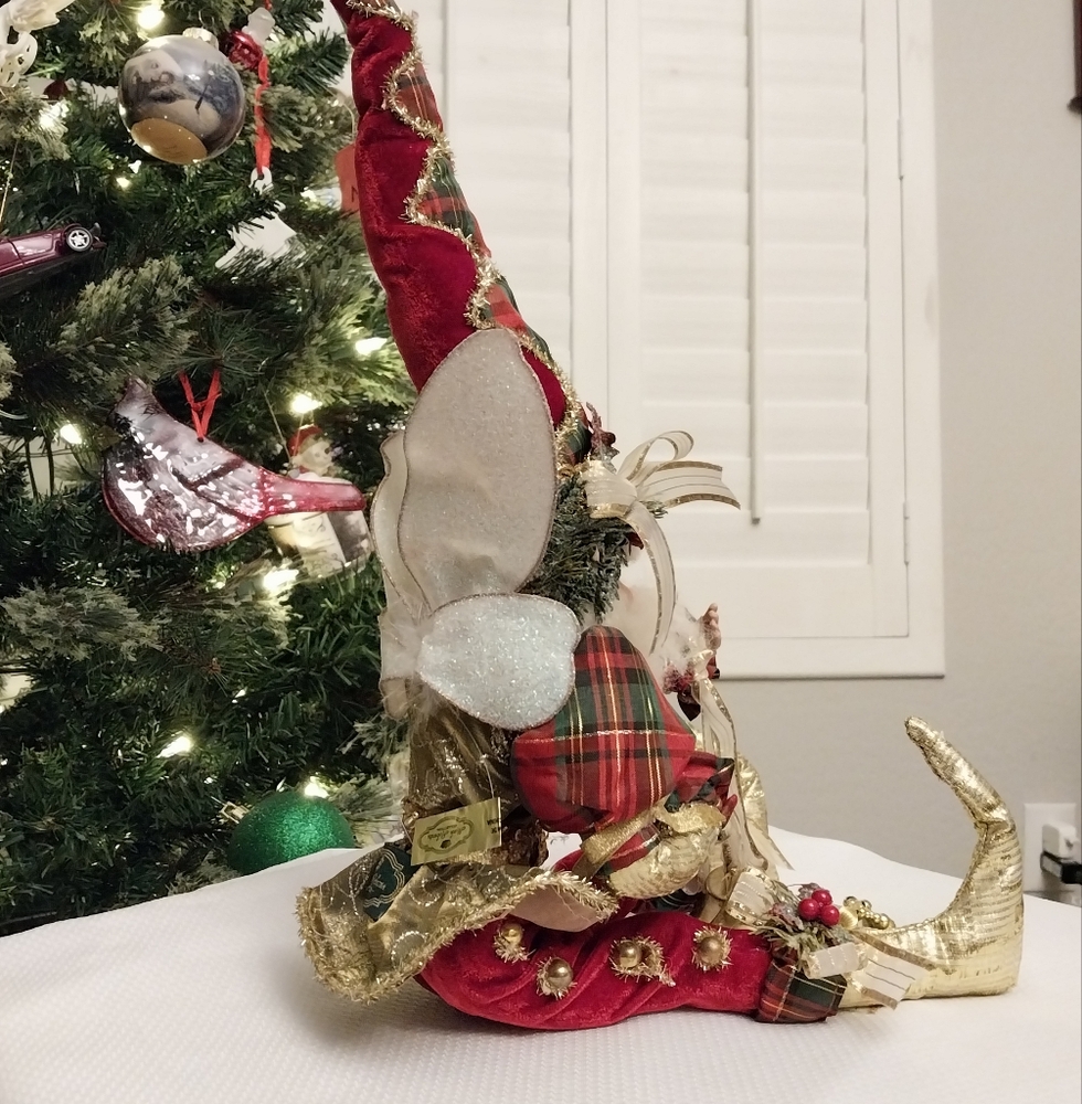 Mark Roberts Christmas Fairy Elf Blue Twinkling Eyes with Bells on - Picture 9 of 13